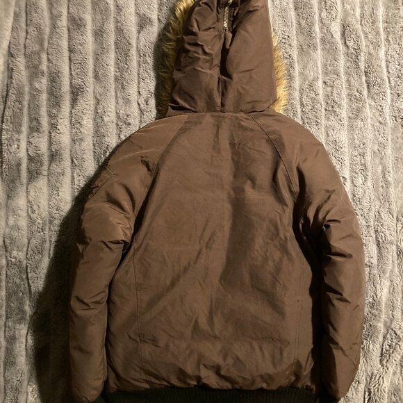 XS Woolrich Patrol Down Parka Coat in Chocolate Brown - Picture 3 of 6